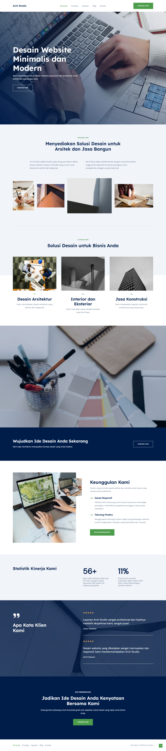 Halaman Beranda Aset Arch Studio - Digiup Website